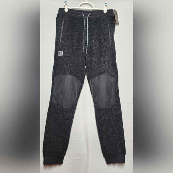 Under Armour Mission Pants Black Medium Loose Fit Fleece Pockets Drawstring - Picture 1 of 14